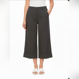 Linen Blend Black Cropped Ankle Pants Sz 16 Casual Cargo Pocket Summer Resort